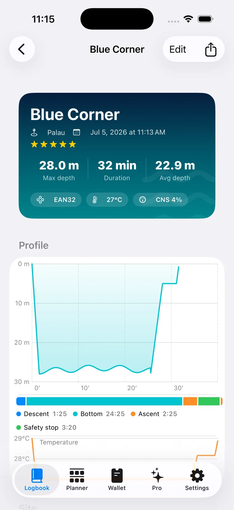 Dive detail