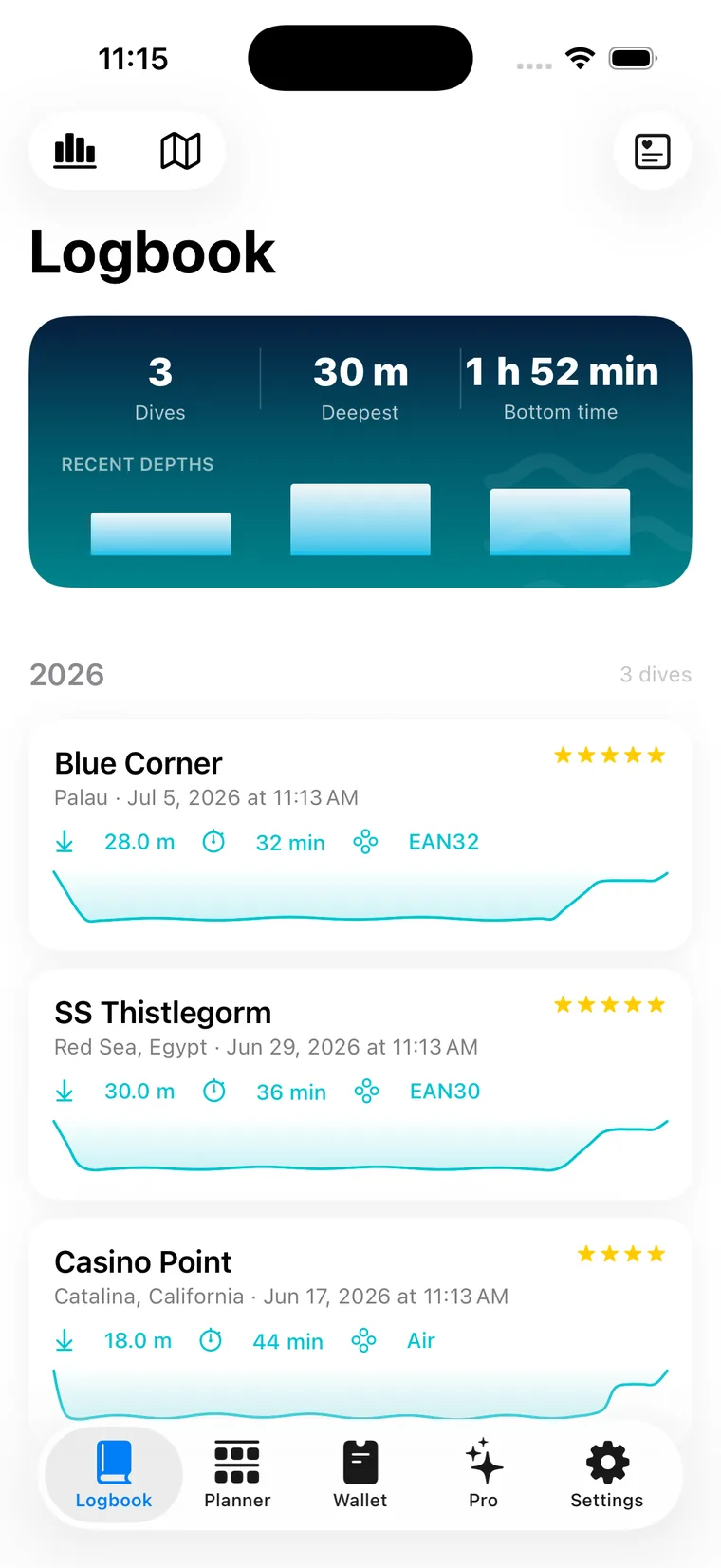 Oceanograph logbook on iPhone