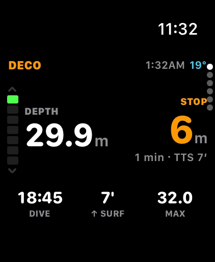 Decompression stop on Apple Watch Ultra